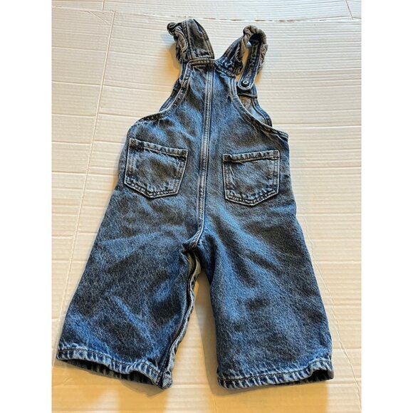 Baby Denim Overalls 6-12 M Gap - Medium Wash Adjustable Straps Snaps & Pockets - Picture 3 of 11